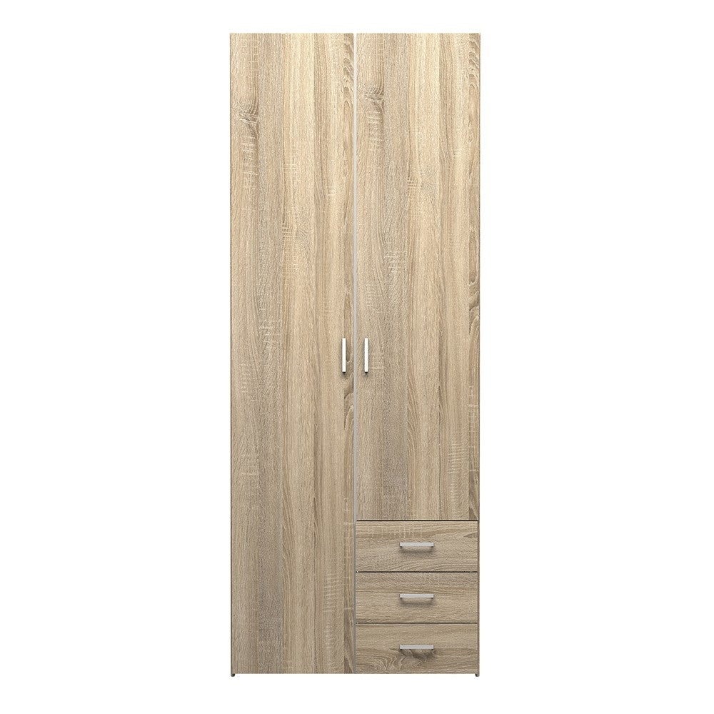 Space Wardrobe - 2 Doors 3 Drawers in Oak 2000