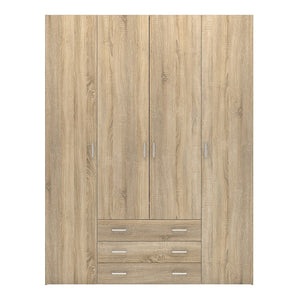 Space Wardrobe - 4 Doors 3 Drawers in Oak 2000