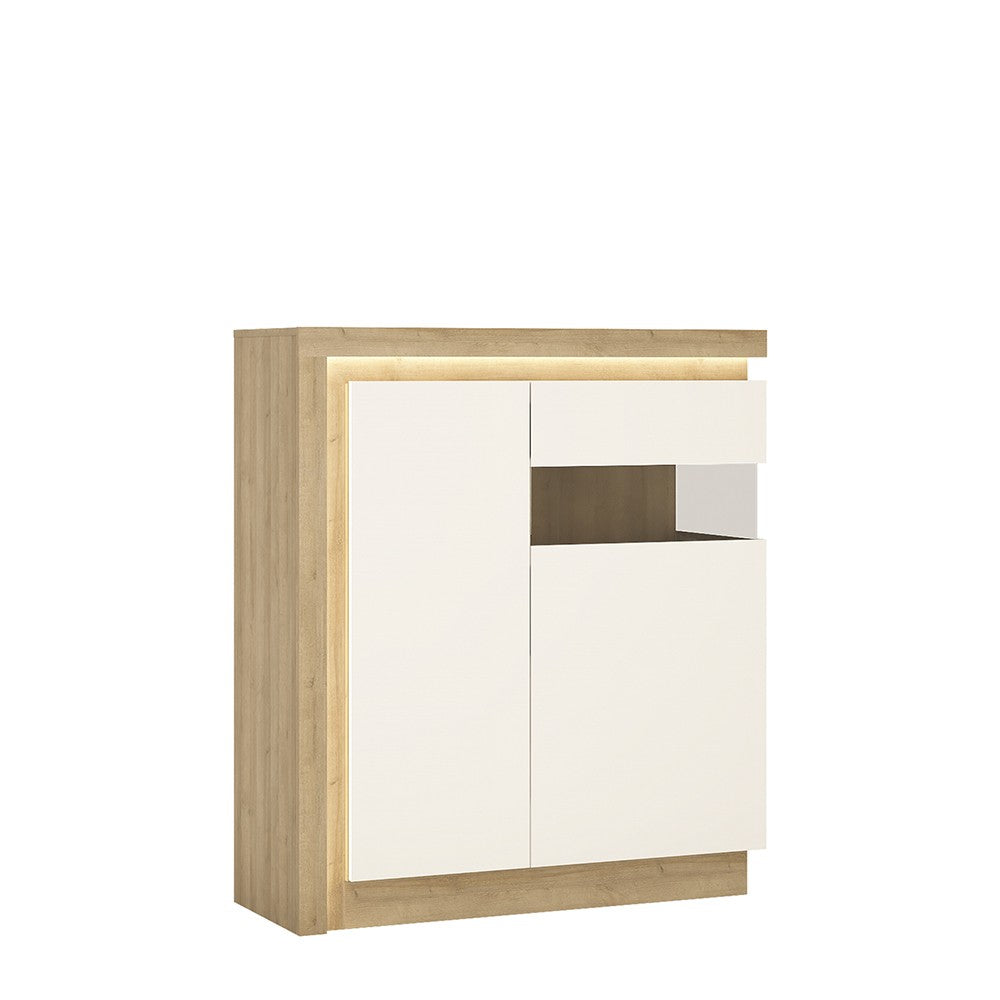 Lyon 2 door designer cabinet (RH) in Riviera Oak/White High Gloss