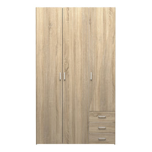 Space Wardrobe - 3 Doors 3 Drawers in Oak 2000