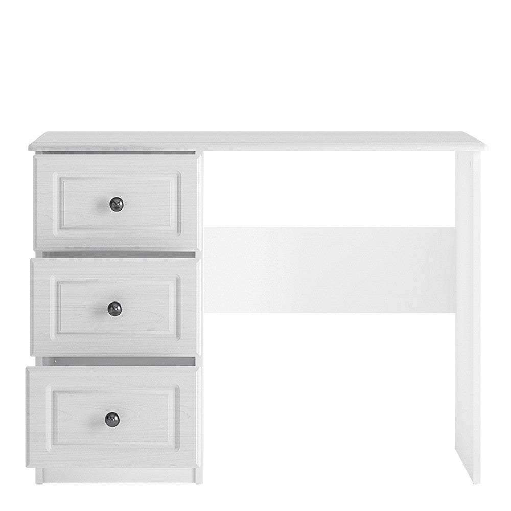 Hampshire 3 drawer dressing table in white textured MDF and white melamine