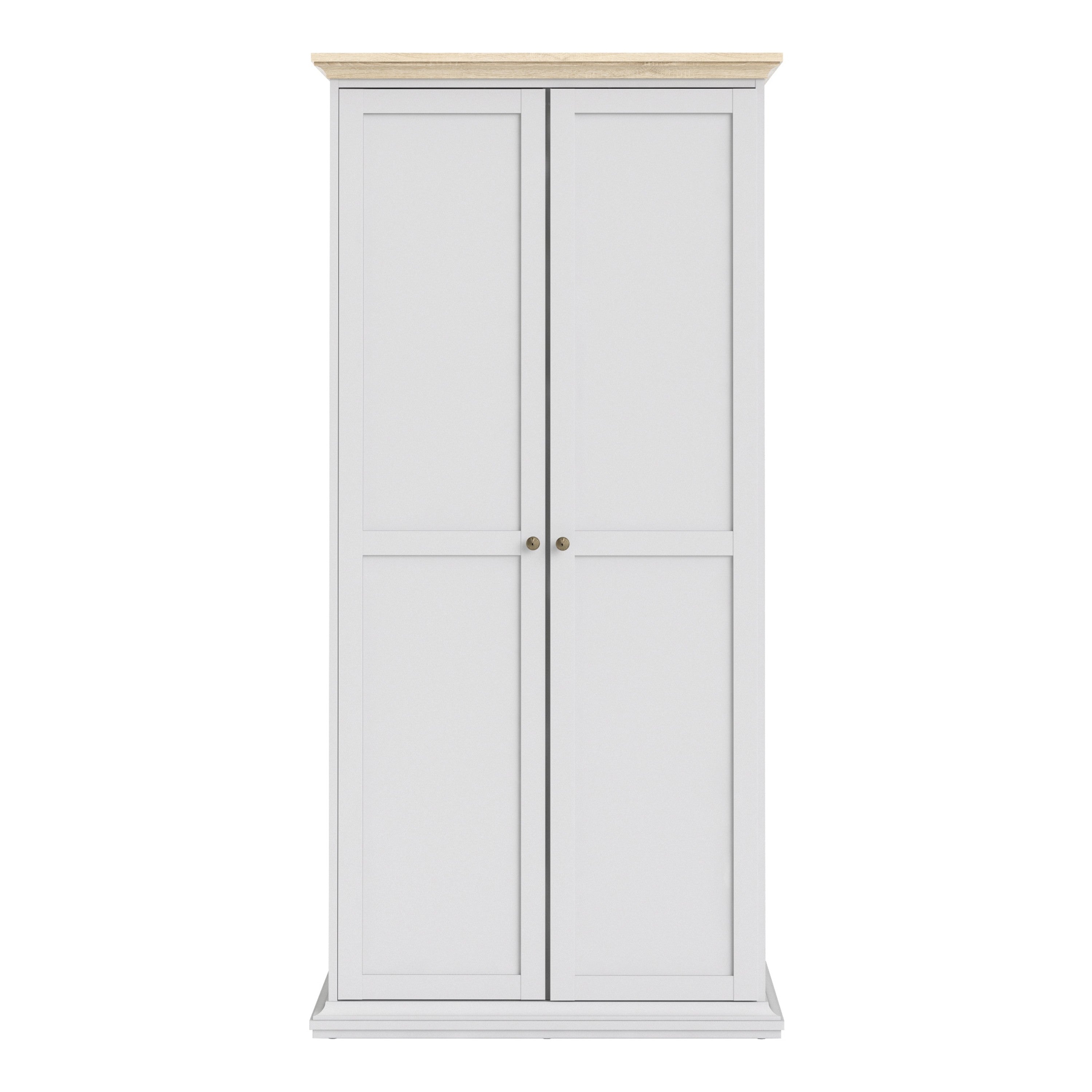 Paris Wardrobe with 2 Doors in White and Oak