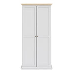 Paris Wardrobe with 2 Doors in White and Oak