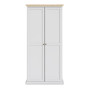 Paris Wardrobe with 2 Doors in White and Oak