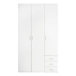 Space Wardrobe - 3 Doors 3 Drawers in White 2000