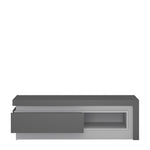 Lyon 1 drawer TV cabinet with open shelf in Platinum/Light Grey Gloss