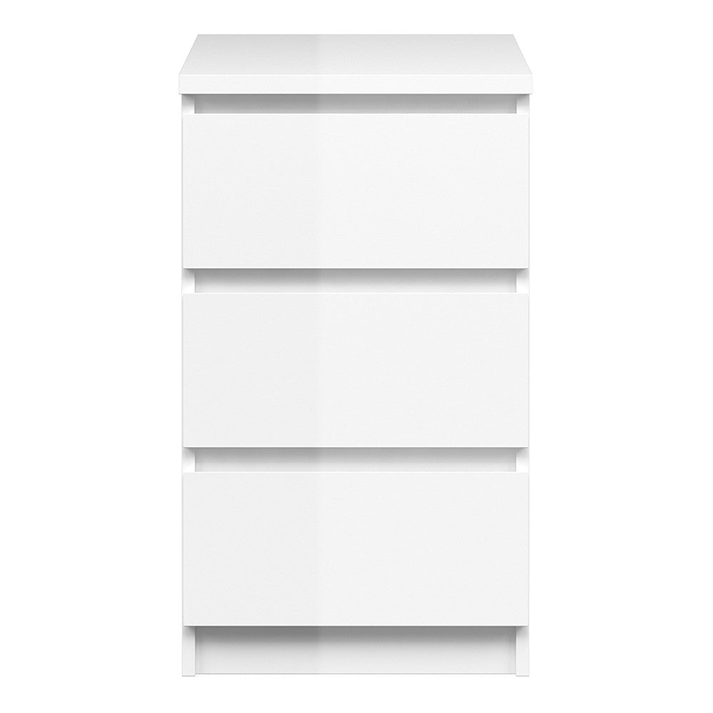 Naia Bedside - 3 Drawers in White High Gloss