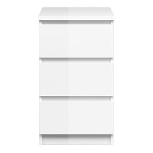 Naia Bedside - 3 Drawers in White High Gloss