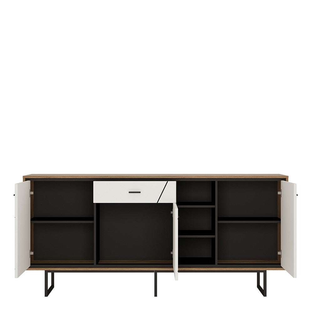 Brolo 3 door 1 drawer wide sideboard With the walnut and dark panel finish  Brolo 3 door 1 drawer wide sideboard With the walnut and dark panel finish