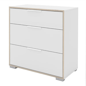 Line Chest of 3 Drawers in White and Oak