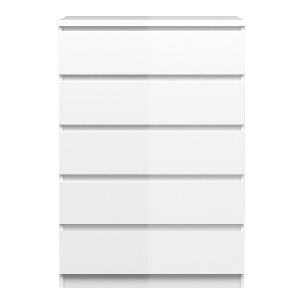 Naia Chest of 5 Drawers in White High Gloss