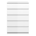 Naia Chest of 5 Drawers in White High Gloss