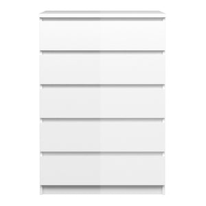 Naia Chest of 5 Drawers in White High Gloss