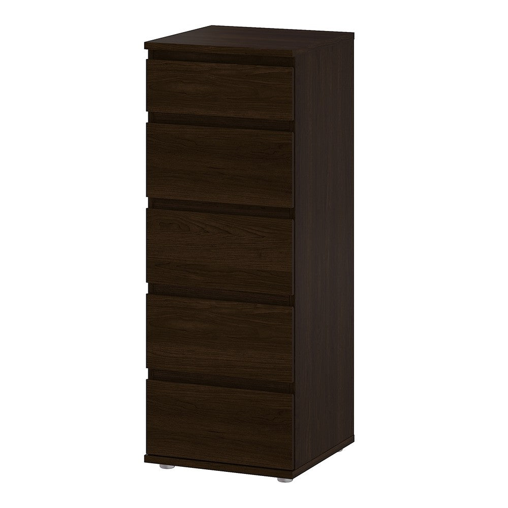 Nova Narrow Chest of 5 Drawers in Dark Walnut