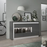 Lyon 1 drawer TV cabinet with open shelf in Platinum/Light Grey Gloss