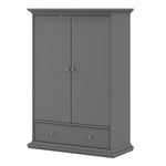 Paris Wardrobe with 2 Doors 1 Drawer 2 Shelves in Matt Grey