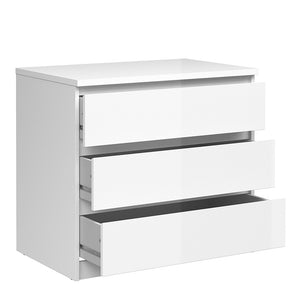 Naia Chest of 3 Drawers in White High Gloss