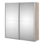 *Verona Sliding Wardrobe 180cm in Truffle Oak with Mirror Doors with 5 Shelves