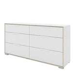 Line Wide Chest of 6 Drawers (3+3) in White and Oak