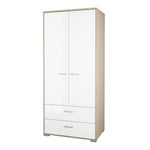 Homeline Wardrobe - 2 Doors 2 Drawers in Oak with White High Gloss