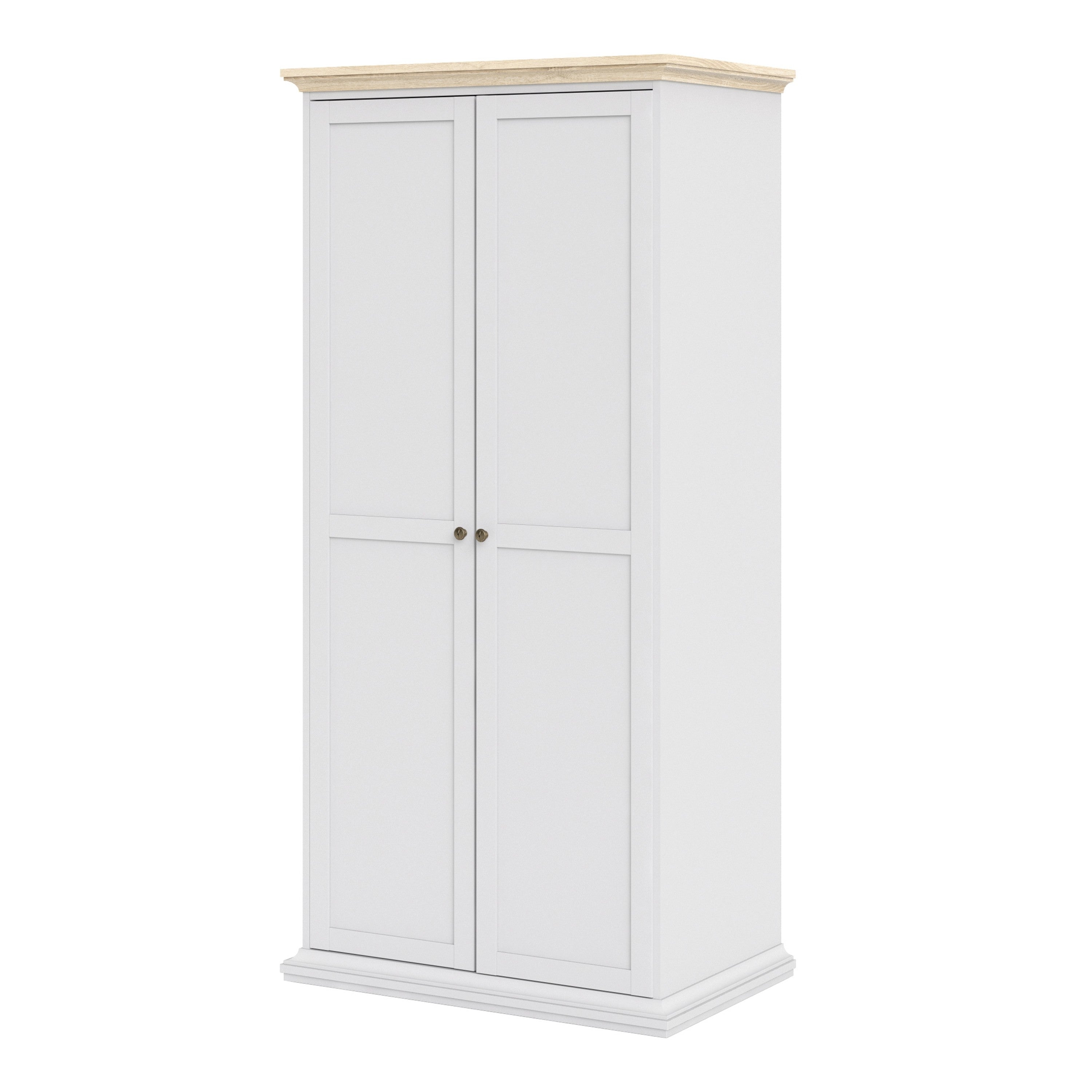 Paris Wardrobe with 2 Doors in White and Oak