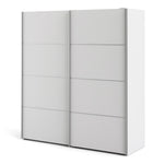 Verona Sliding Wardrobe 180cm in White with White Doors with 5 Shelves