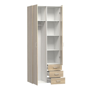 Space Wardrobe - 2 Doors 3 Drawers in Oak 2000