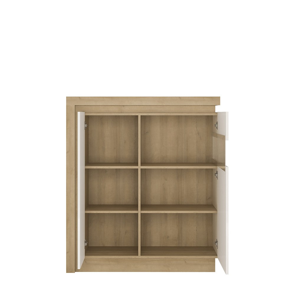 Lyon 2 door designer cabinet (RH) in Riviera Oak/White High Gloss