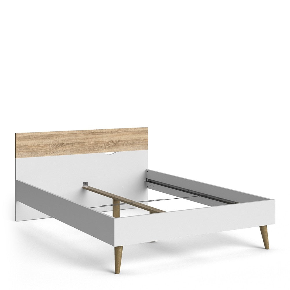 Oslo Euro Double Bed (140 x 200) in White and Oak