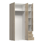 Space Wardrobe - 3 Doors 3 Drawers in Oak 2000