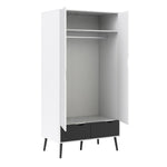 Oslo Wardrobe 2 Doors 2 Drawers in White and Black Matt