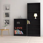 *Basic Tall Wide Bookcase (4 Shelves) in Black Woodgrain