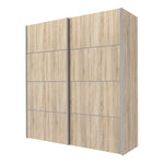 Verona Sliding Wardrobe 180cm in Oak with Oak Doors with 2 Shelves