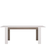 Chelsea Living Extending Dining Table in white with an Truffle Oak Trim