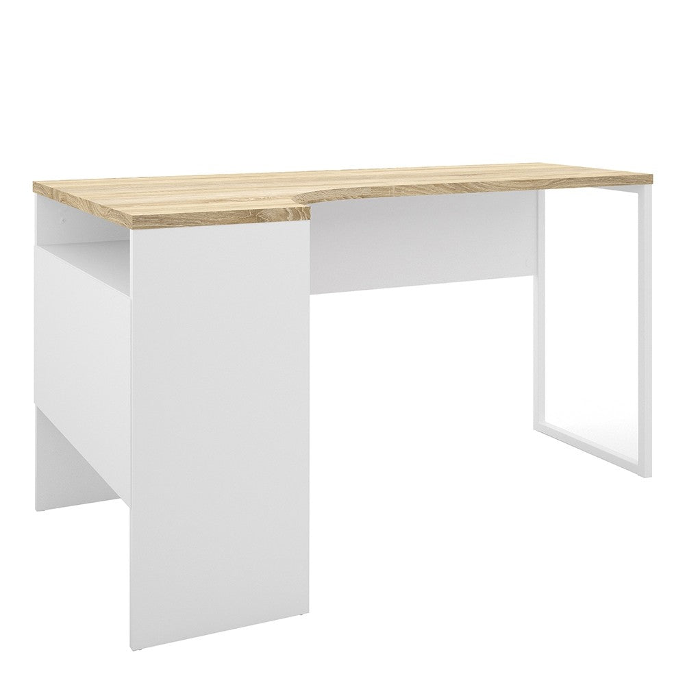 Function Plus Corner Desk 2 Drawers in White and Oak FSC Mix 70 % NC-COC-060652