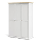 Paris Wardrobe with 3 Doors in White and Oak