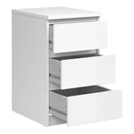 Naia Bedside - 3 Drawers in White High Gloss