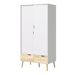 Oslo Wardrobe 2 Doors 2 Drawers in White and Oak FSC Mix 70 % NC-COC-060652