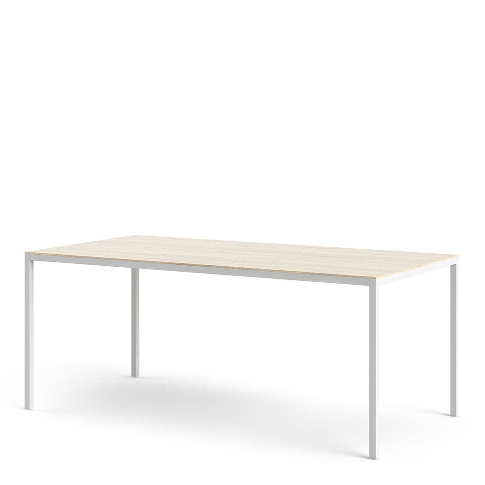 Family Dining Table 180cm Oak Table Top with White Legs