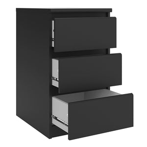 Naia Bedside - 3 Drawers in Black Matt