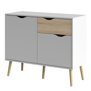 Oslo Sideboard - Small - 1 Drawer 2 Doors in White and Oak