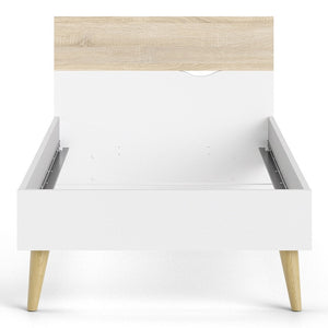 Oslo Euro Single Bed (90 x 200) in White and Oak