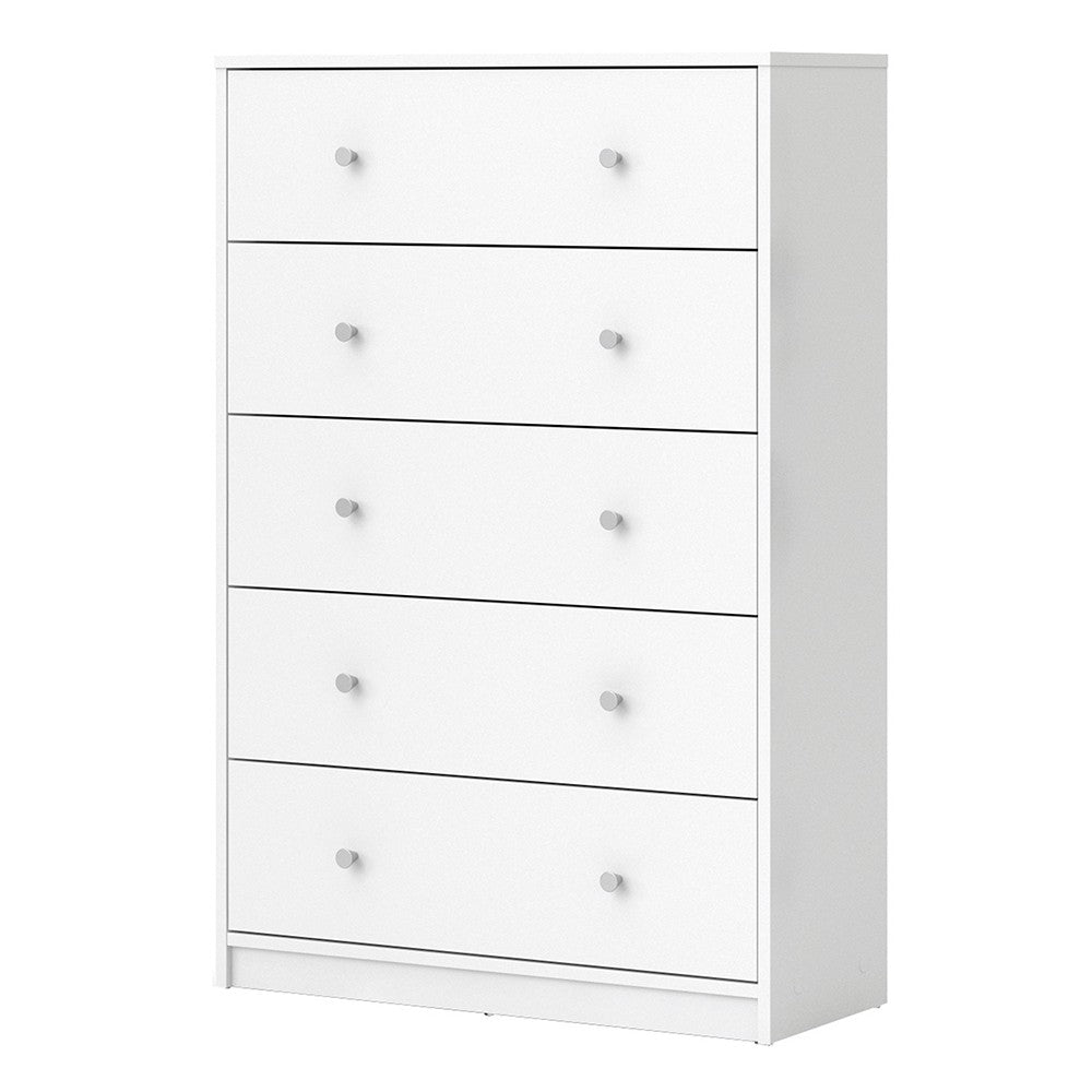 Nova Chest of 5 Drawers in White