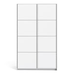 Verona Sliding Wardrobe 120cm in White with White Doors with 2 Shelves