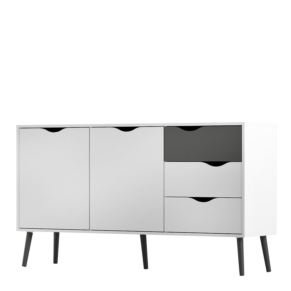 *Oslo Sideboard - Large - 3 Drawers 2 Doors in White and Black Matt