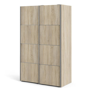 Verona Sliding Wardrobe 120cm in Oak with Oak Doors with 2 Shelves