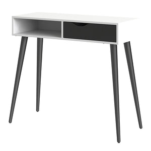 Oslo Console Table 1 Drawer 1 Shelf in White and Black Matt