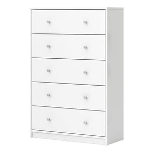 May Chest of 5 Drawers in White