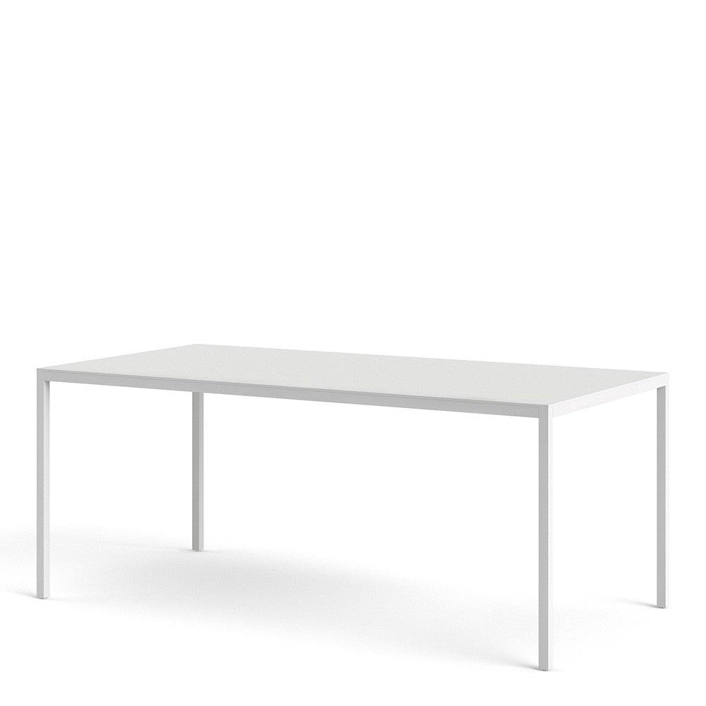 Family Dining Table 180cm White Table Top with White Legs