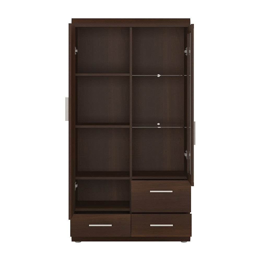 Imperial 2 Door 3 Drawer Glazed Display Cabinet in Dark Mahogany Melamine